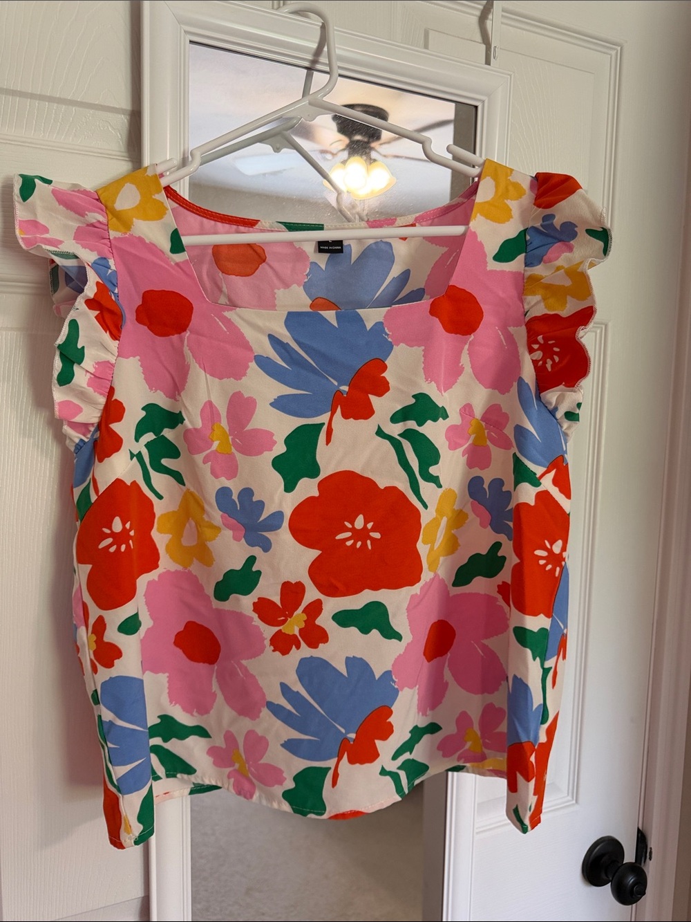 SHEIN Multicolor Floral Ruffle Sleeve Top